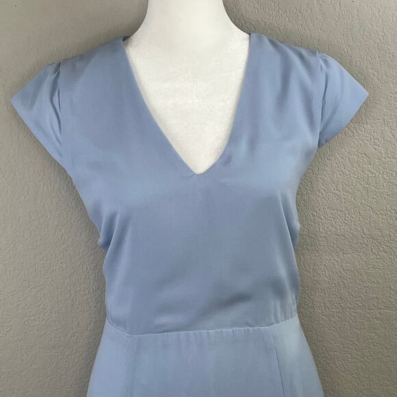Halogen V-Neck Cut Out Short Sleeve Kentucky Light Blue Midi Dress Small NWT - Picture 6 of 16
